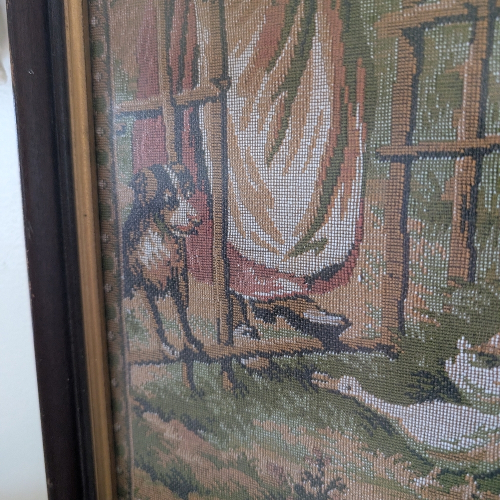 Beautifully Framed Tapestry French Or Victorian Style Antique Vintage Farmhouse - Picture 6 of 17